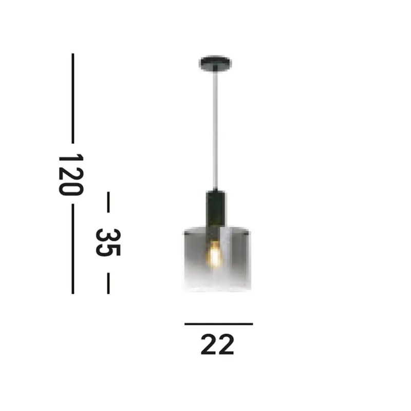 Lampa wisząca Sweden, 1-punktowa, stal, szkło, E27