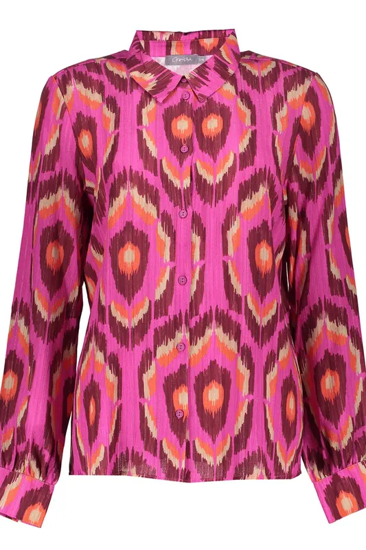 Geisha Blouse Print Pink/fuchsia Maat: L | Longsleeves Outlet | Dames | Roze