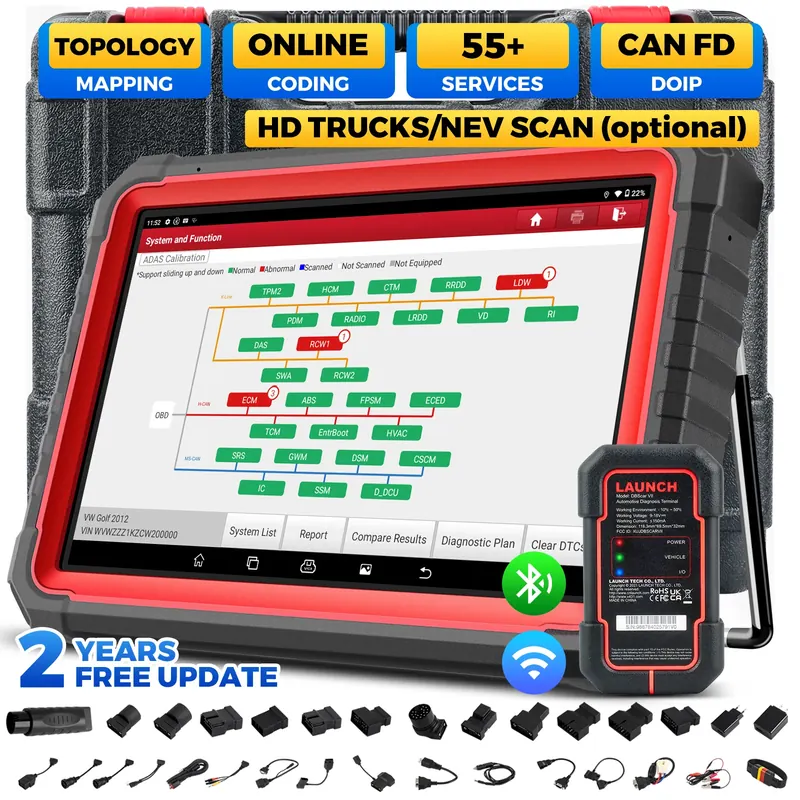 LAUNCH X431 PRO3S+ V5.0 CAN FD DOIP 10.1 calowy OBD2 Diagnostyka Samochodowa z Mapą Topologii, Kodowaniem ECU TPMS, Diagnostyką WSZYSTKICH Systemów DBSCar VII