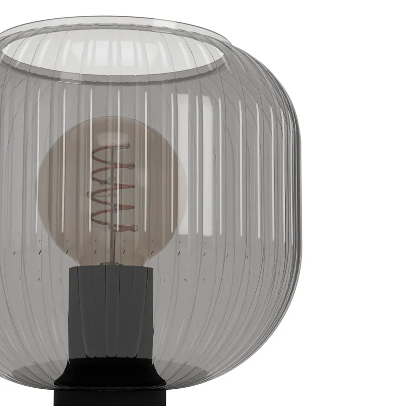 Lampa stołowa Dasmina, szaro-dymna/czarna, szkło, stal, E27