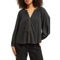 Scotch & Soda Balloon Sleeve Embroidered Top Polka Evening Black Maat: 36 | Blouses Outlet | Dames | Zwart