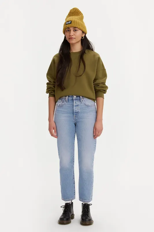 Levi's 501 Crop Oxnard Athens Pushed Maat: W24L30 | Straight Jeans Outlet | Dames | Blauw