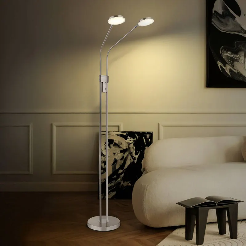 Lampa stojąca LED Silvio, 2-punktowa, nikiel, CCT, sącemniana
