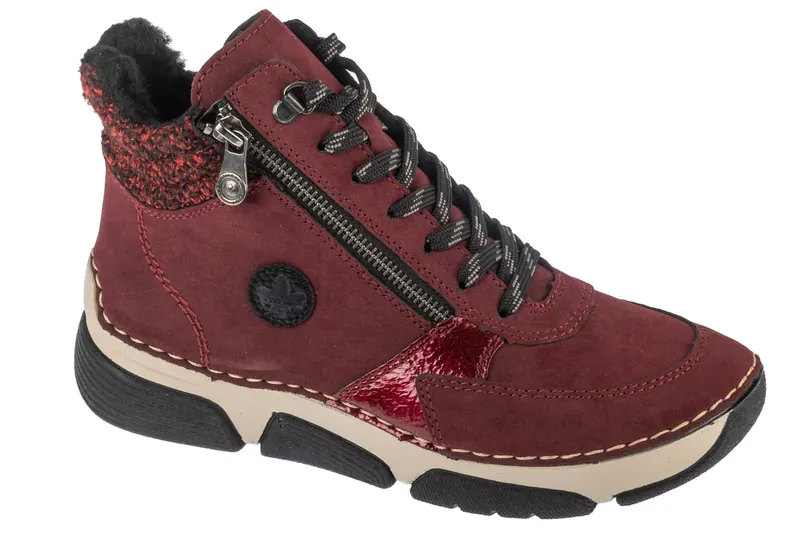 Rieker Booties 45960-35, Damskie, Bordowe, trzewiki, skóra syntetyczna, rozmiar: 38