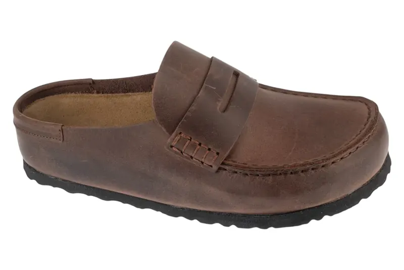 Birkenstock Naples Leoi 1029617, Unisex, Brązowe, klapki, Skóra olejowana, rozmiar: 37