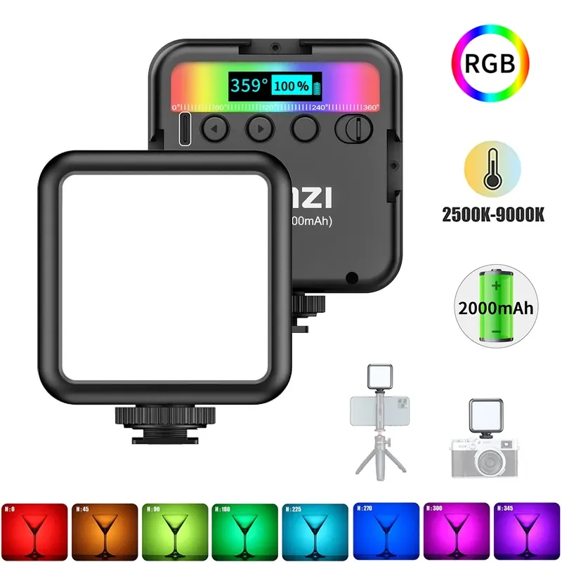 Ulanzi VL49 RGB Camera Light LED Video 2500K-9000K 800LUX Magnetic Mini Fill Light 3 Cold Shoe 2000mAh Type-C dla Youtube