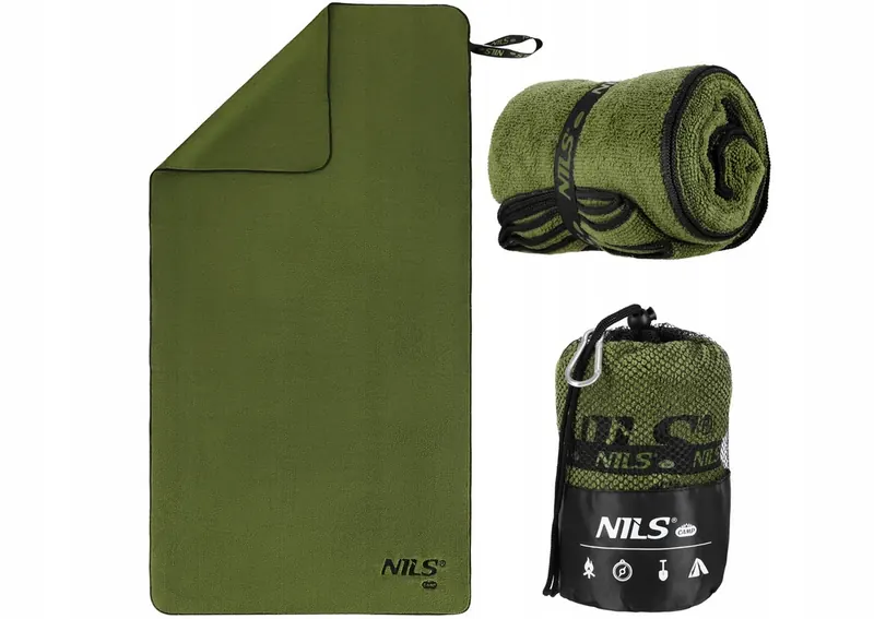 NILS CAMP NCR15 RĘCZNIK Z MIKROFIBRY WOJSKOWY KHAKI 120x60 cm (one size)