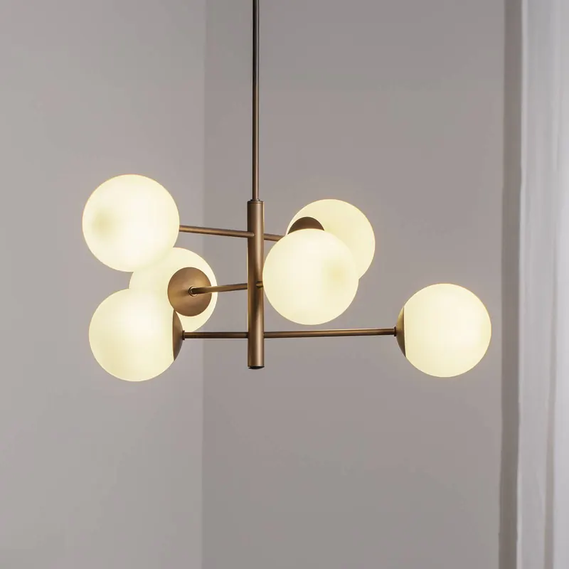 Lampa wisząca Aurora, brązowa, Ø 60 cm, 6-punktowa, szkło, E14