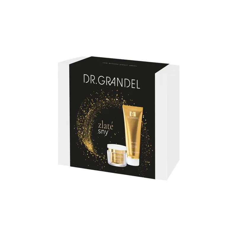 Dr. Grandel Zestaw upominkowy Timeless do twarzy i ciała Luksusowy krem do ciała z brokatem 200ml + maschera i regenerujący krem na noc 50 ml