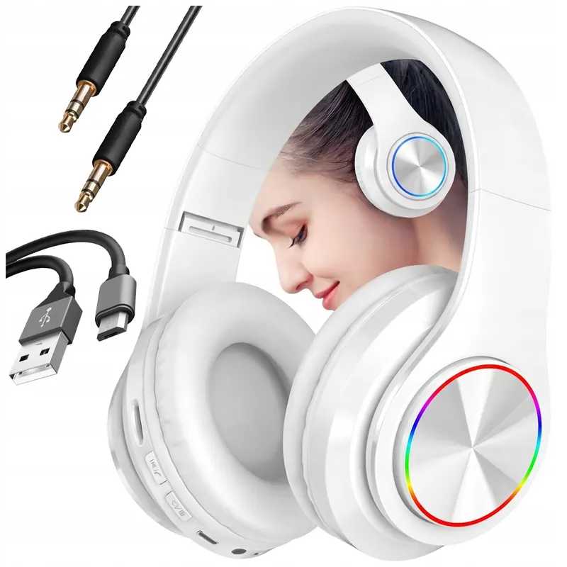 Słuchawki Bezprzewodowe Nauszne Z Mikrofonem B39 Bluetooth Rgb Dla Dzieci