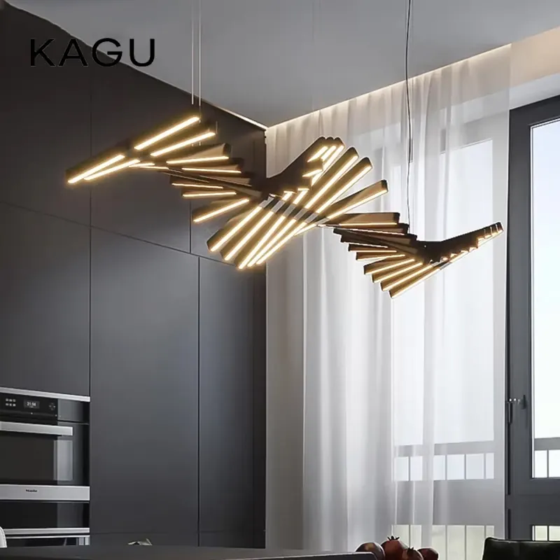 Nowoczesny skandynawski wisiorek LED lampy restauracja kuchnia sala konferencyjna oświetlenie biurowe Fishbone żyrandole osobowość wisząca lampa