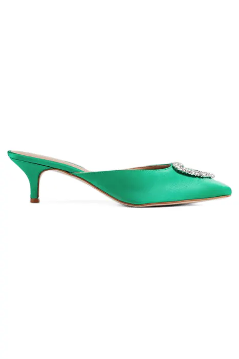 LK Bennett Oc Estella Heart Crystal Green Maat: 35 | Muiltjes Outlet | Dames | Groen