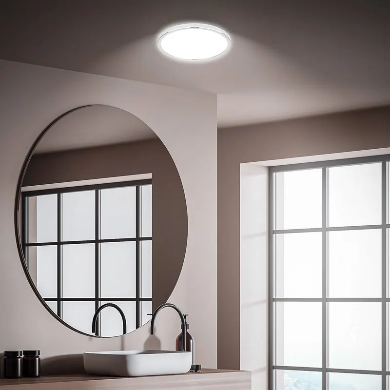 Lampa sufitowa LED do łazienki Pulap, Ø 29 cm, chrom/biały metal