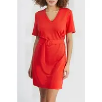 ICode Crimson Red Knit Belted Dress Maat: 34 | Mini Jurken Outlet | Dames | Rood