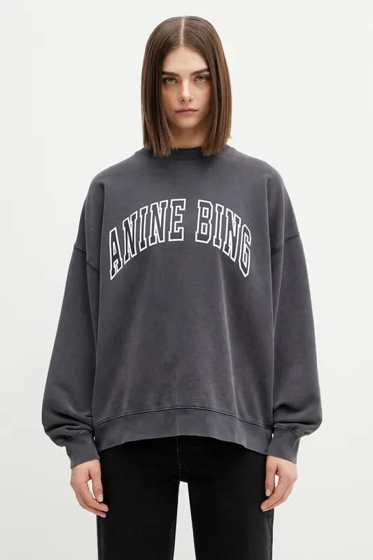 Anine Bing MILES SWEATSHIRT NEW CLASSIC - WASHED BLACK bluza bawełniana damska