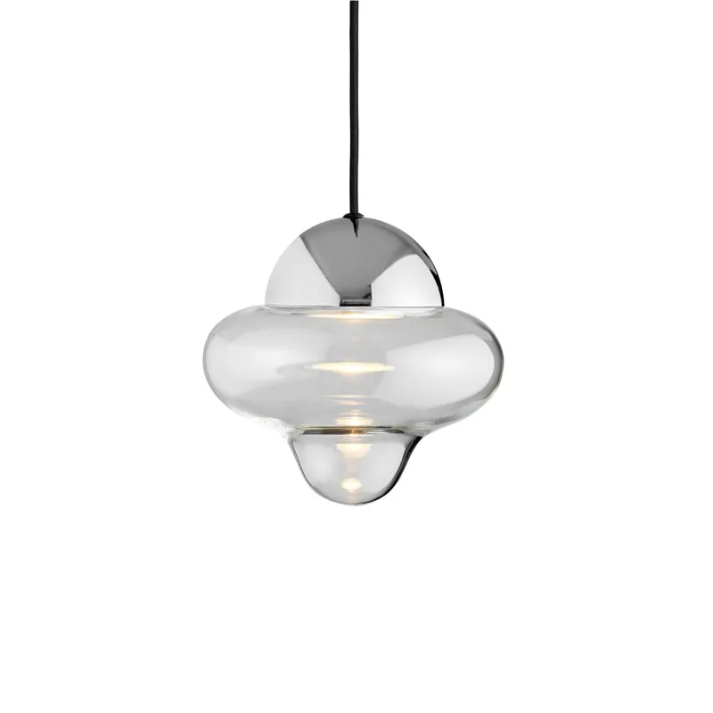 Żyrandol LED Nutty, przezroczysty / chromowany, Ø 18,5 cm, szkło