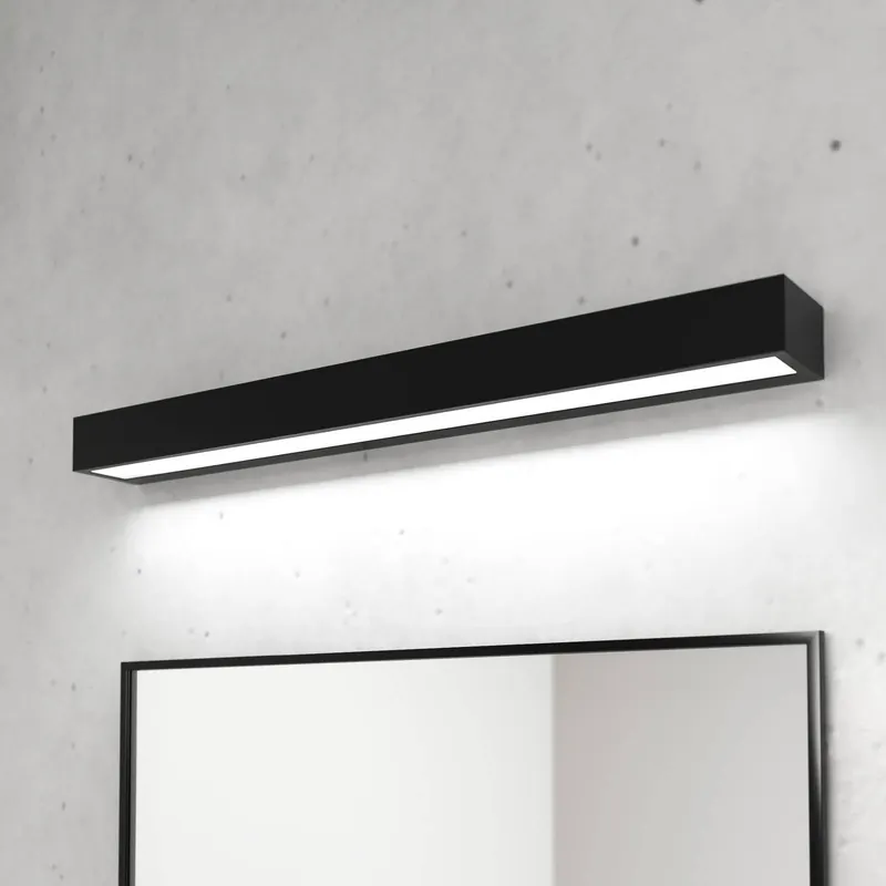 Kinkiet LED do łazienki Vola, IP44, czarny, 4000 K, szerokość 60 cm