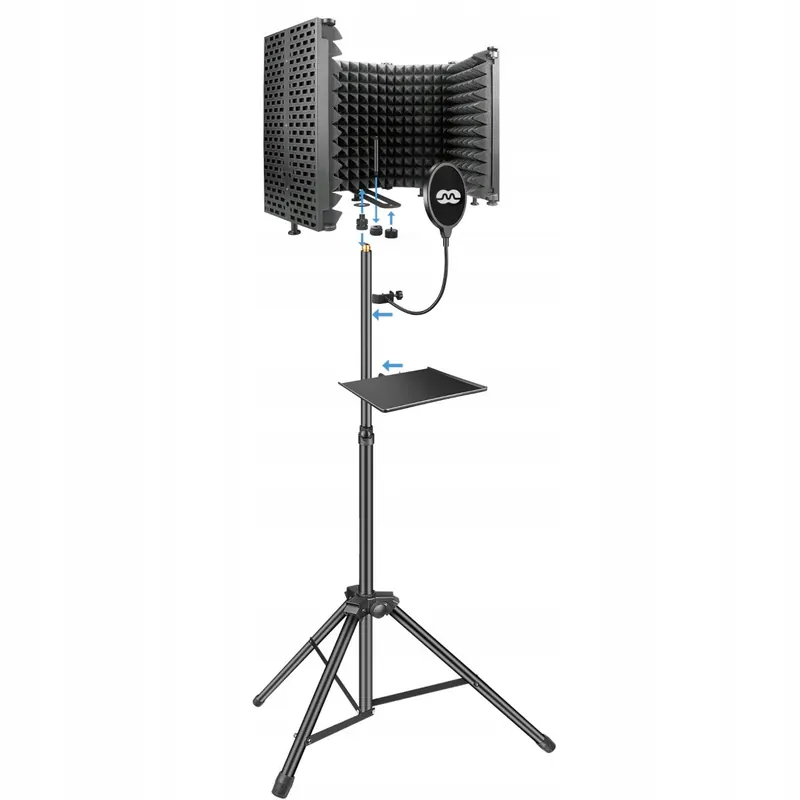 Držiak na podlahový statív s ramenom pre mikrofón Mozos Mshield-cabin-set