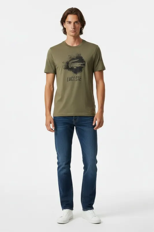 Lacoste T-shirt Khaki Maat: S | T-Shirts Outlet | Heren | Bruin