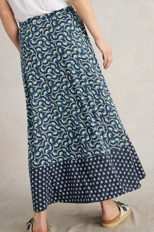 White Stuff Jada Jersey Maxi Skirt Navy Multi Maat: 24 REGULAR | Maxi Rokken Outlet | Dames | Groen