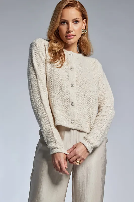 Freebird Katriel Cardigan Champagne Maat: L | Sweaters Outlet | Dames | Ecru