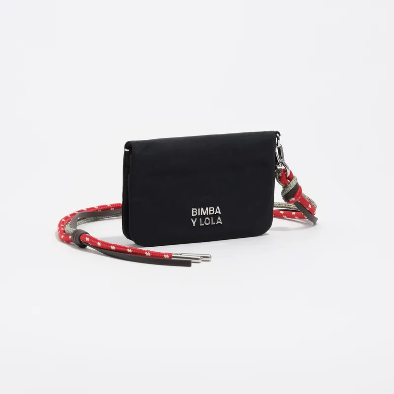 Portfel z klapką mały nylon czarny
