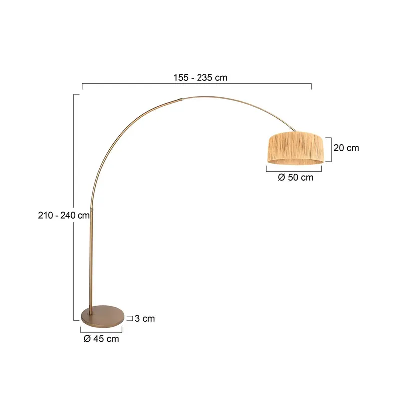 Lampa podłogowa łukowa Sparkled Light brązowo-brązowa 240 cm trawa morska