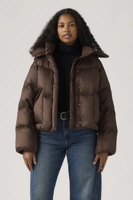 Levi's Western Bubble Shortie Jacket Bracken Maat: XS | Winterjassen Outlet | Dames | Bruin