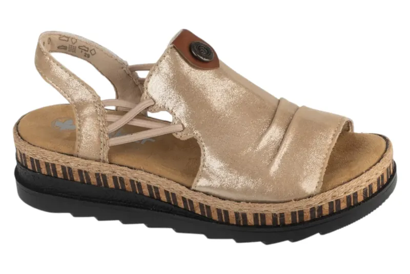 Rieker Sandals V7972-60, Damskie, Beżowe, sandały, skóra syntetyczna, rozmiar: 40