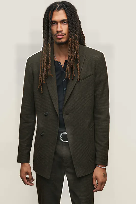 John Varvatos Slim Fit Peak Lapel Jacket With Asymmetr Kelp Maat: 48 | Blazers Outlet | Heren | Bruin