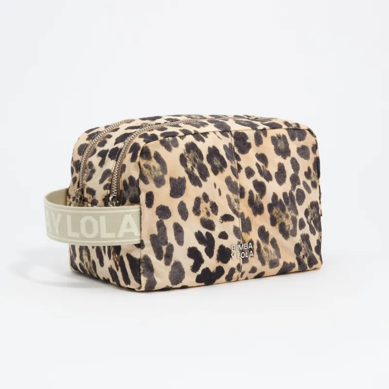 Saszetka podwójna duża nylon Leopard naturalna
