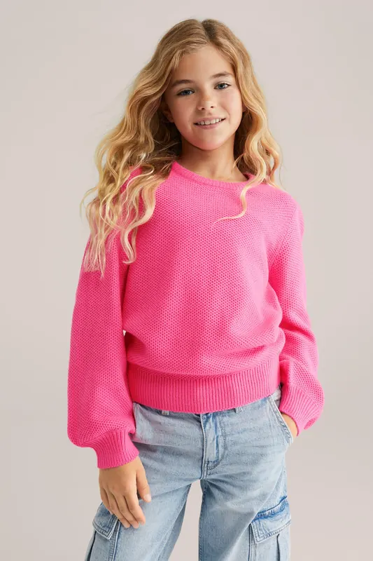 We Fashion Knitted Pullover Bright Pink Maat: 110/116 | Truien Outlet | kids | Roze