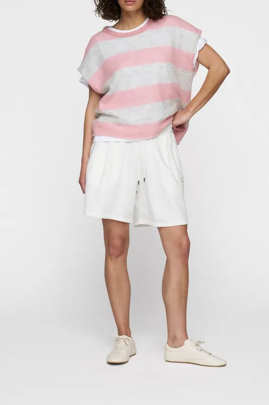 10DAYS Thin Knit Tee Dark Raspberry/white Grey Melee Maat: M | Tops Outlet | Dames | Roze