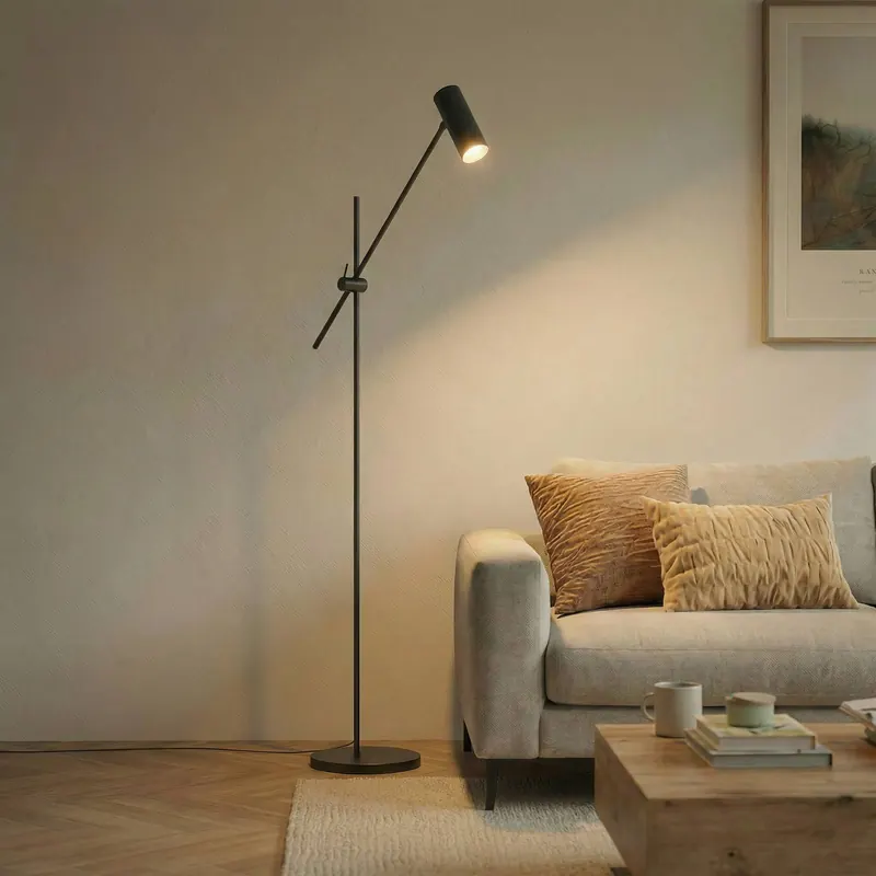 Lampa stojąca Lindby Vilo, czarna, 153 cm, GU10, z regulacją