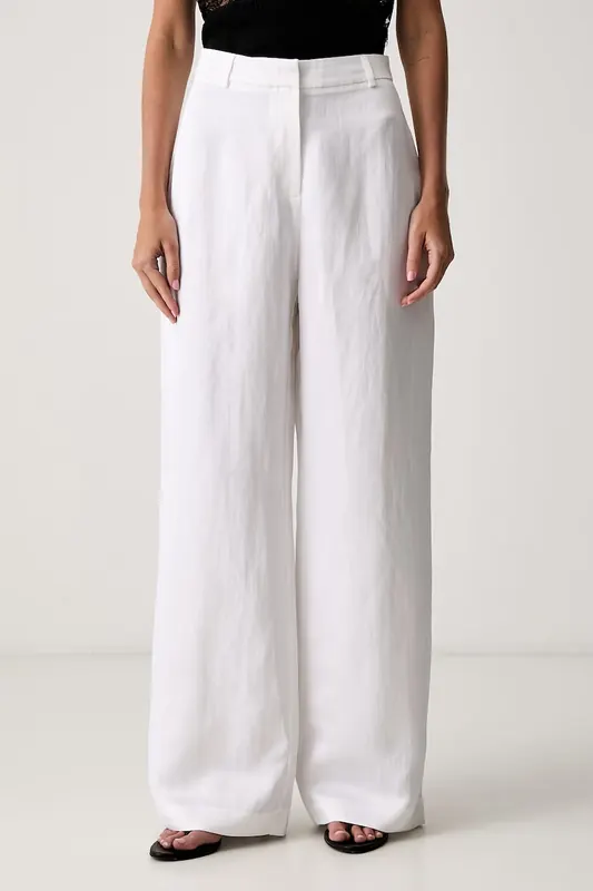 Le Privé spodnie regular damskie z lnem FRANCOISE TROUSERS BLANC