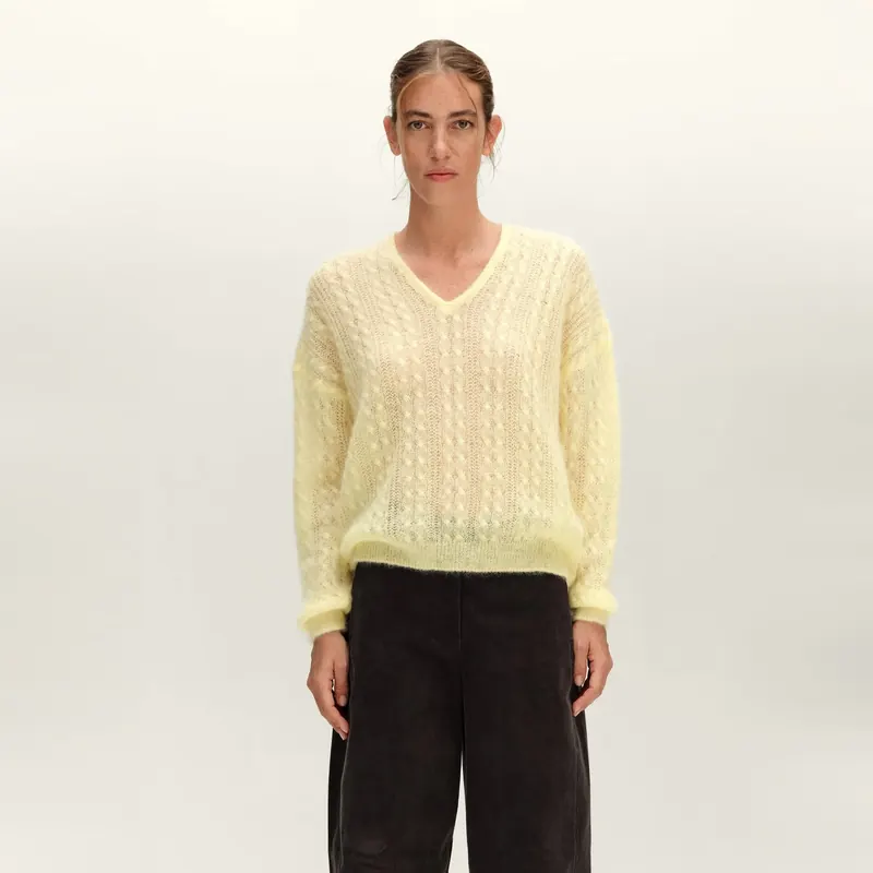 Sweter moher boxy jasnożółty