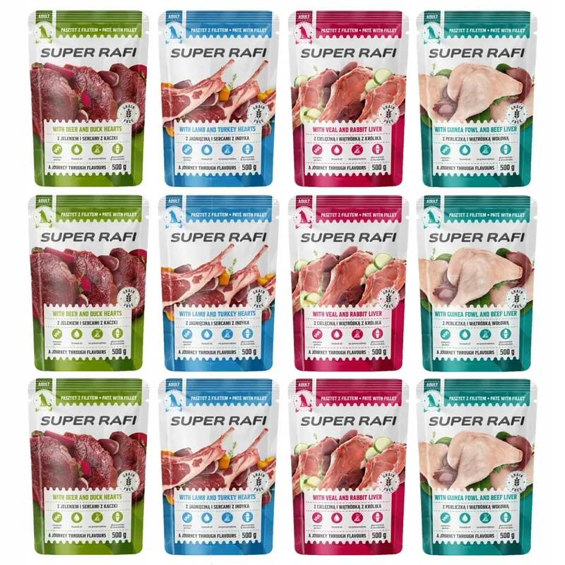 Rafi Mokra karma dla psa mix smaków zestaw 12 x 500 g