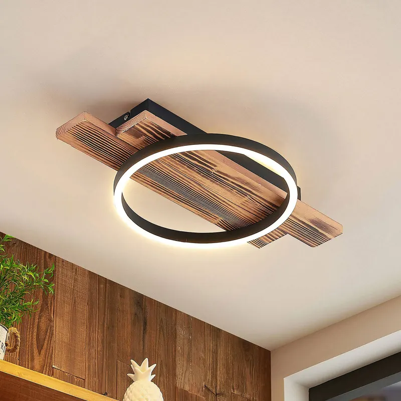 Lampa sufitowa LED Sentoa, drewno, 52,8 cm długości, 3000 K