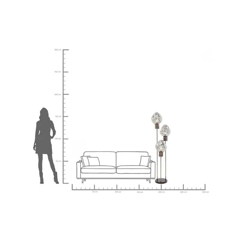 Lampa stojąca KARE Supernova, dymnoszara, szkło, 160 cm, E27