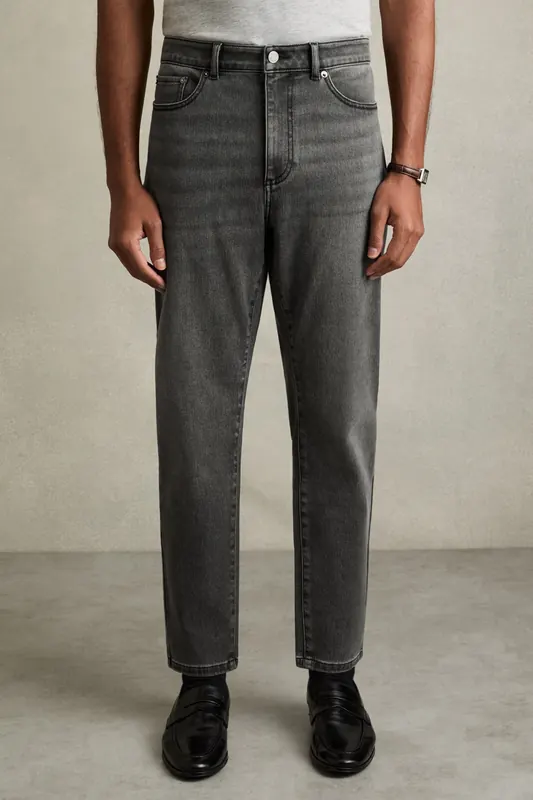 Reiss Cropped Relaxed Fit Jean Washed Black Maat: W30 | Relaxed Jeans Outlet | Heren | Zwart