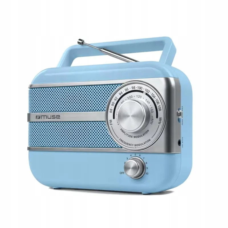 Muse Przenośne Radio Vintage Am/fm Niebieskie