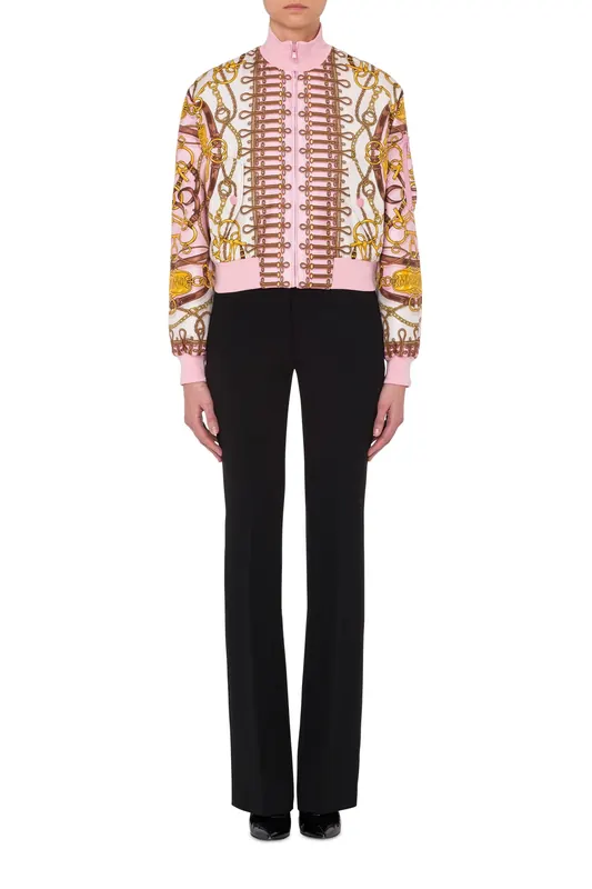 Moschino Silk Bomber Jacket Military Teddy Scarf Pink Maat: 40 | Bomberjacks Outlet | Dames | Roze