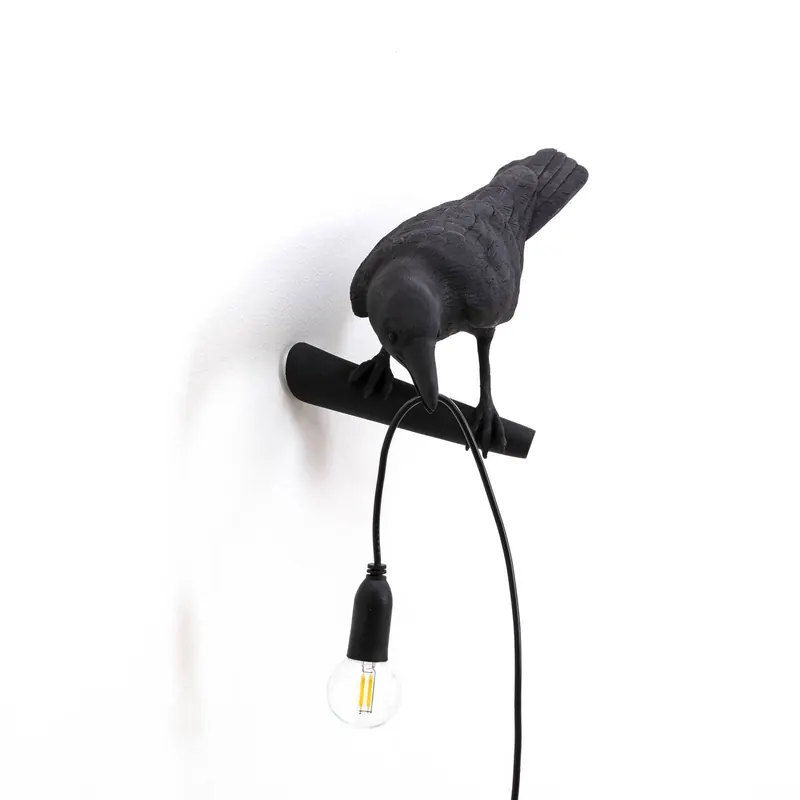 SELETTI Bird Lamp lampa dekoracyjna widok z lewej czarny