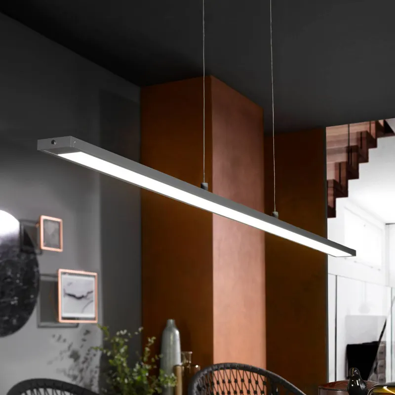 Żyrandol LED Marlo, szara, długość 120 cm, CCT, ściemniacz dotykowy