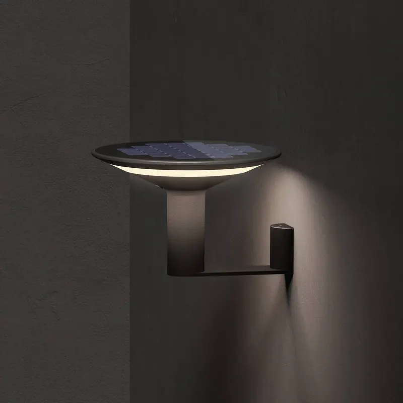 KLEWE LED kinkiet solarny Keope, antracyt, Ø 21 cm aluminium IP65