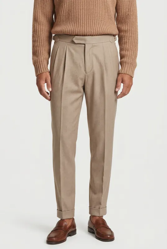 Reiss Pleat Front Relaxed Trouser Taupe Maat: W32 | Tailored Broeken Outlet | Heren | Beige
