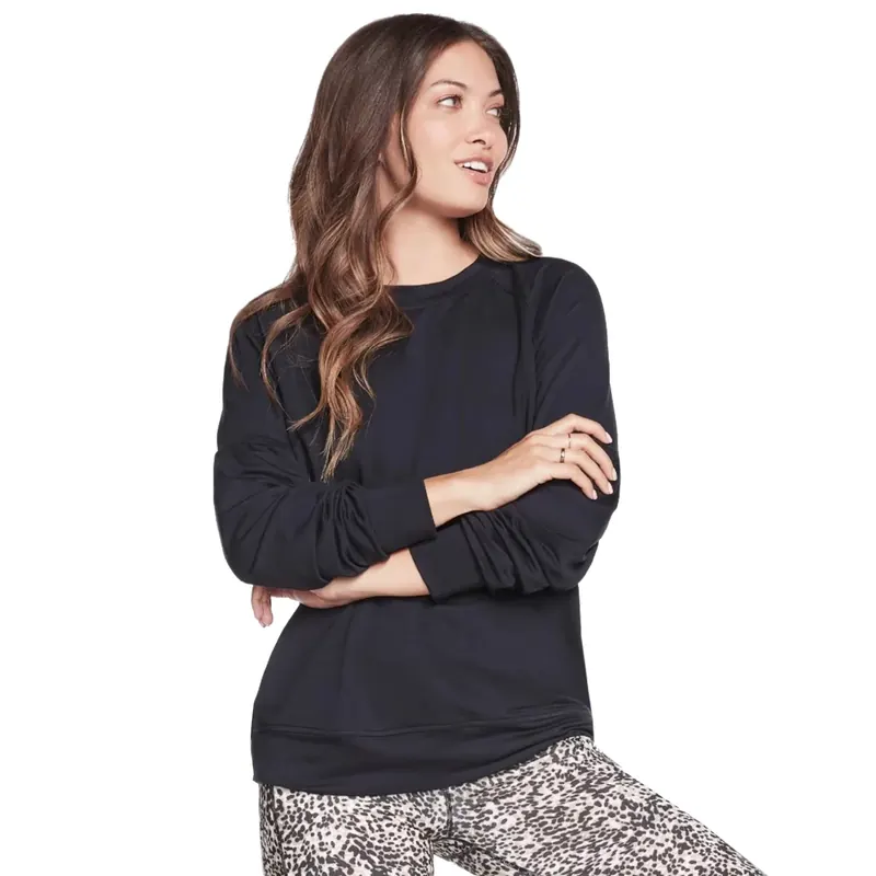 Skechers Skechluxe Restful Crew LT181-BLK, Damskie, Czarne, longsleevy, wiskoza, rozmiar: M