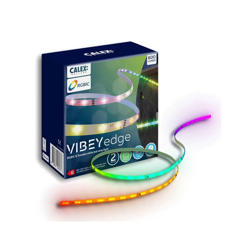 Calex Taśma LED Vibey, długość 2 m, wtyczka, pilot, RGB, CCT