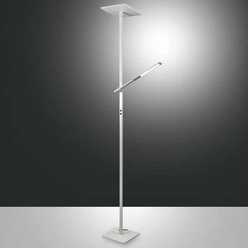 Lampa stojąca LED Ideal z ramieniem do czytania, biała