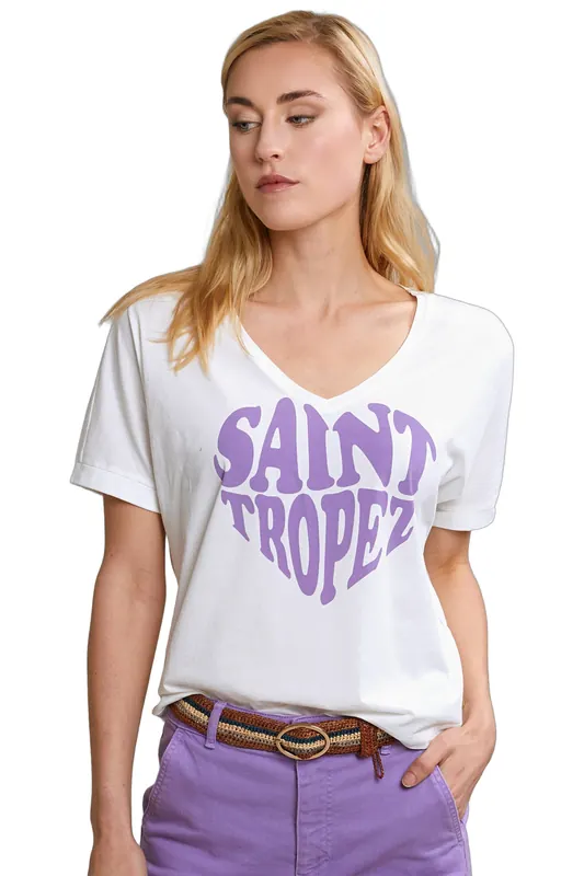 River Woods Off White/purple Fantasy T-shirt Short Sleeves Maat: L | Tops Outlet | Dames | Paars